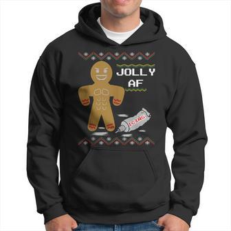 Jolly Af Gingerbread Man Body Builder Ugly Christmas Sweater Hoodie - Thegiftio