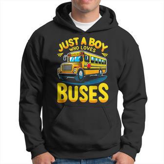 Just A Boy Who Loves Buses School Bus Hoodie - Thegiftio UK