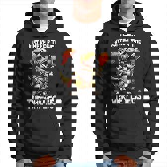 Just Here For The Turkey Legs T-Rex Dinosaur Medieval Knight Hoodie - Monsterry