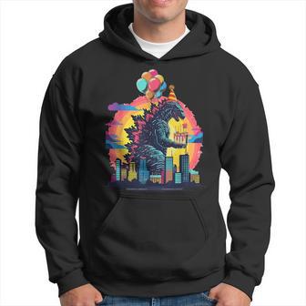 Kaiju Birthday Balloon & Cake Monster Movie Bday Decoration Hoodie - Thegiftio UK