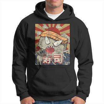 Kaiju Sushi Great Wave Off Kanagawa Japanese Aesthetic Hoodie - Thegiftio UK