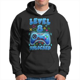 Kid 8 Years Old Birthday Level 8 Unlocked Gamer 8Th Birthday Hoodie - Thegiftio UK