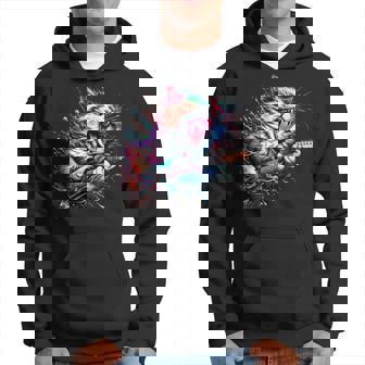 Kitty Cat Playing Guitar Rock Cat Heavy Metal Cat Music Cat Hoodie | Seseable UK