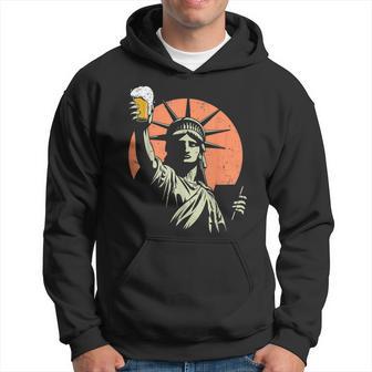 Lady Liberty Drinks Beer Toast To Freedom Hoodie - Thegiftio UK