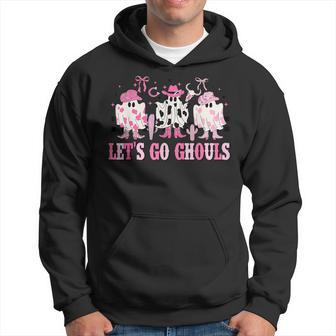 Let_S Go Ghouls Pink Cowboy Ghost Spooky Halloween Hoodie - Thegiftio UK