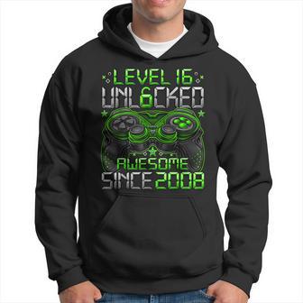 Level 16 Unlocked Awesome Since 2008 16Th Birthday Gaming Hoodie - Thegiftio UK