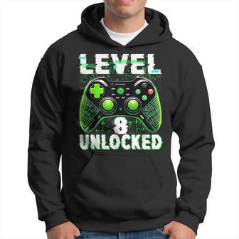 Level 8 Unlocked Video Gamer Geek 8Th Birthday Hoodie - Thegiftio UK