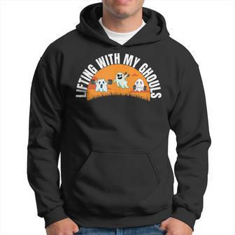 Lifting With My Ghouls Ghost Lifting Gym Workout Hallloween Hoodie - Thegiftio UK