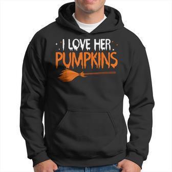 I Love His Broomstick I Love Her Pumpkins Halloween Couples Hoodie - Thegiftio UK