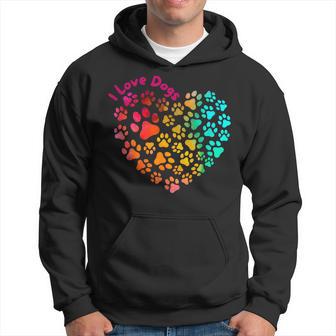 I Love Dogs Heart & Paws Cute Puppy Pet Lover Hoodie | Seseable UK