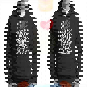 I Love Horror Movies And Pizza Graphic Movie Lover Hoodie - Monsterry