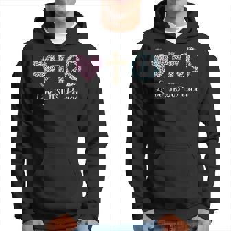 Love Jésus Peace Leopard Print Croix Cœur Et Symbole De Paix Sweat à capuche - Cadeauxyz