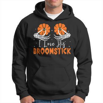 I Love Her Pumpkins I Love His Broomstick Halloween Couples Hoodie - Thegiftio UK