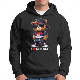 I Love Serbia Serbian Flag Teddy Bear Srbija Kapuzenpullover - Seseable