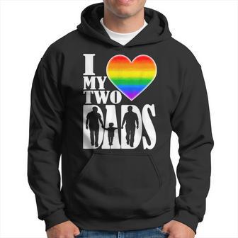 I Love My Two Dads Lgbt Pride Proud Gay Daddy Hoodie - Thegiftio UK