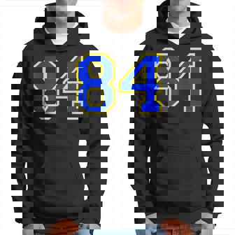 Lucky Number 84 Blue Yellow Sport Player Fan Jersey Hoodie - Monsterry