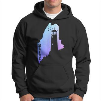 Maine Lighthouse State Map Pride Vintage Souvenir Hoodie - Thegiftio UK