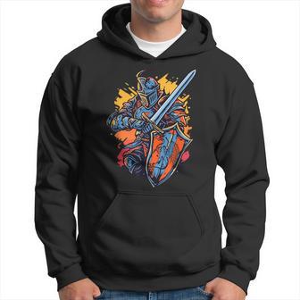 Medieval Knight Armor Sword Shield Dragon Vintage Graphic Hoodie - Thegiftio UK