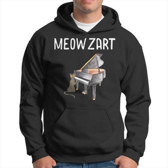 Meowzart Black Cat Classical Music Pun Mozart Piano Hoodie - Thegiftio UK