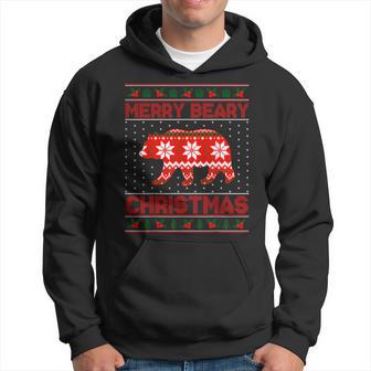 Merry Beary Christmas Winter Ugly Sweater Hoodie - Thegiftio UK
