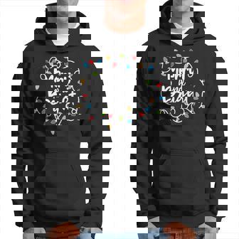 Merry And Bright Santa Christmas Xmas Lights Pajamas Holiday Hoodie | Mazezy