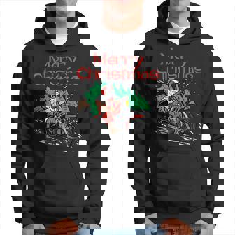 Merry Christmas Biker Santa Xmas Motorcycle Big Bike Dad Men Hoodie - Monsterry