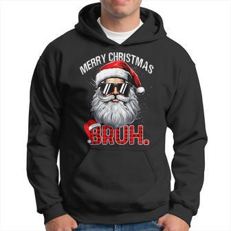 Merry Christmas Bruh Santa Bruh Plaid Xmas Pajamas Hoodie - Thegiftio UK