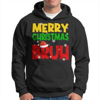 Merry Christmas Bruh Xmas Santa Claus Snow Flake Boys Hoodie - Thegiftio UK