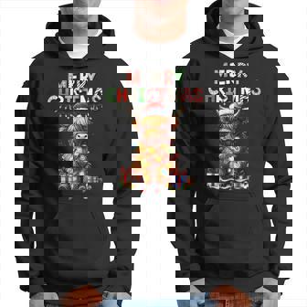 Merry Christmas Scottish Highland Cow Xmas Farm Animal Lover Hoodie - Monsterry