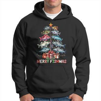 Merry Fishmas Christmas Tree Lights Fishing Rod Fish Hoodie - Thegiftio UK