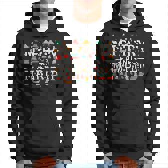 Merry And Married First Christmas Pajama Couples Matching Hoodie - Monsterry