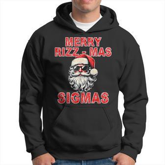 Merry Rizz Mas Sigmas Cool Santa Face Gen Alpha Christmas Hoodie - Thegiftio UK