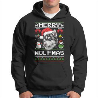 Merry Wolfmas Merry Christmas Wolf Ugly Sweater Best Hoodie - Thegiftio UK