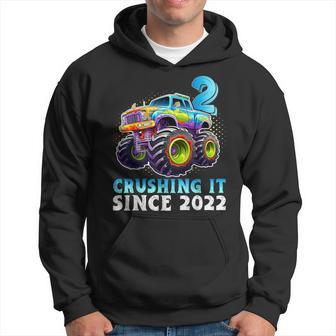 Monster Truck 2 Year Old Boys 2Nd Birthday Party Born 2022 Hoodie - Thegiftio UK