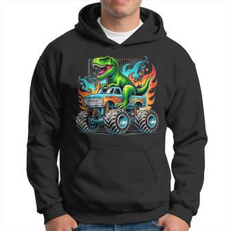 Monster Truck Dinosaur Birthday Party Monster Truck Boy Hoodie - Thegiftio UK