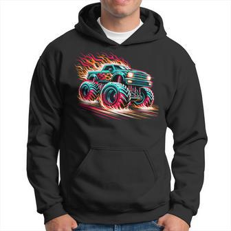 Monster Truck Flame Birthday Party Monster Truck Boy Hoodie - Thegiftio UK