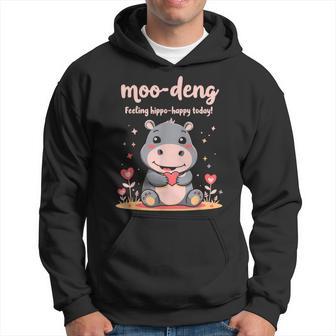 Moo Deng Feeling Hippo Happy Today Cute Baby Moo Deng Hoodie - Thegiftio UK