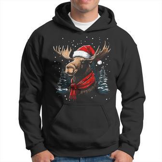Moose Santa Hat Christmas Pajama Moose Xmas Hoodie - Thegiftio UK