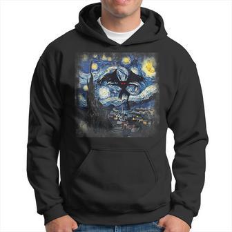 Mothman Starry Night Vintage Arts Awesome Animal Monsters Hoodie - Thegiftio UK