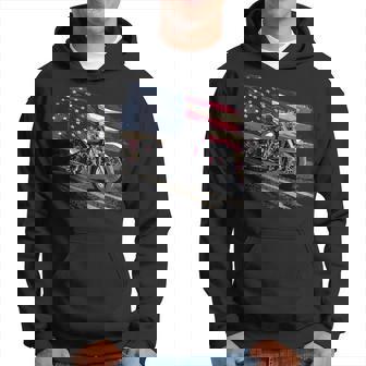 Motorcycle Distressed American Flag Hoodie - Thegiftio UK