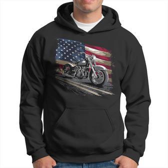 Motorcycle Distressed American Flag Hoodie - Thegiftio UK