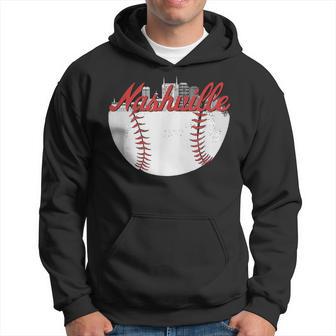 Nashville Skyline Cityscape Baseball Retro Vintage Hoodie - Thegiftio UK