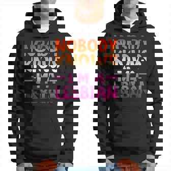 Nobody Knows I'm A Lesbian Flag Gay Pride Lgbt Pride Month Hoodie - Thegiftio UK