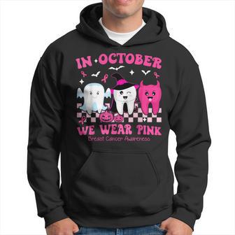 October We Wear Pink Breast Cancer Dentist Th Halloween Hoodie - Thegiftio UK