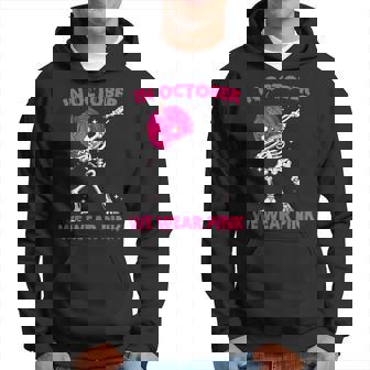 In October We Wear Pink Breast Cancer Pumpkin Halloween Boys Hoodie - Monsterry