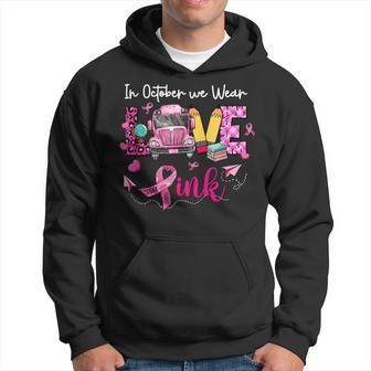 In October We Wear Pink Love Bus Driver Breast Cancer Hoodie - Thegiftio UK