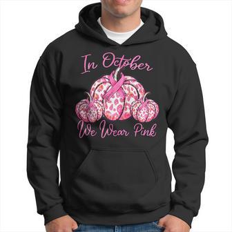 In October We Wear Pink Pumpkin Leopard Breast Cancer Hoodie - Thegiftio UK