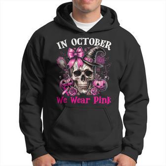 In October We Wear Pink Sugar Skull Breast Cancer Halloween Hoodie - Thegiftio UK