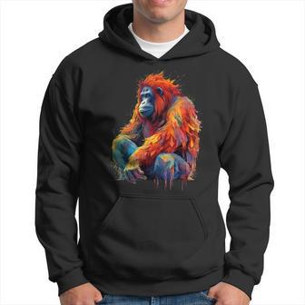 Orangutan Monkey Colourful Artistic Orangutans Hoodie - Thegiftio UK