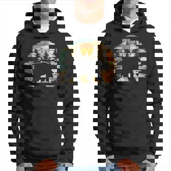 Outdoor Nature Full Moon Trees Wildlife Forest Animal Bear Hoodie | Seseable UK
